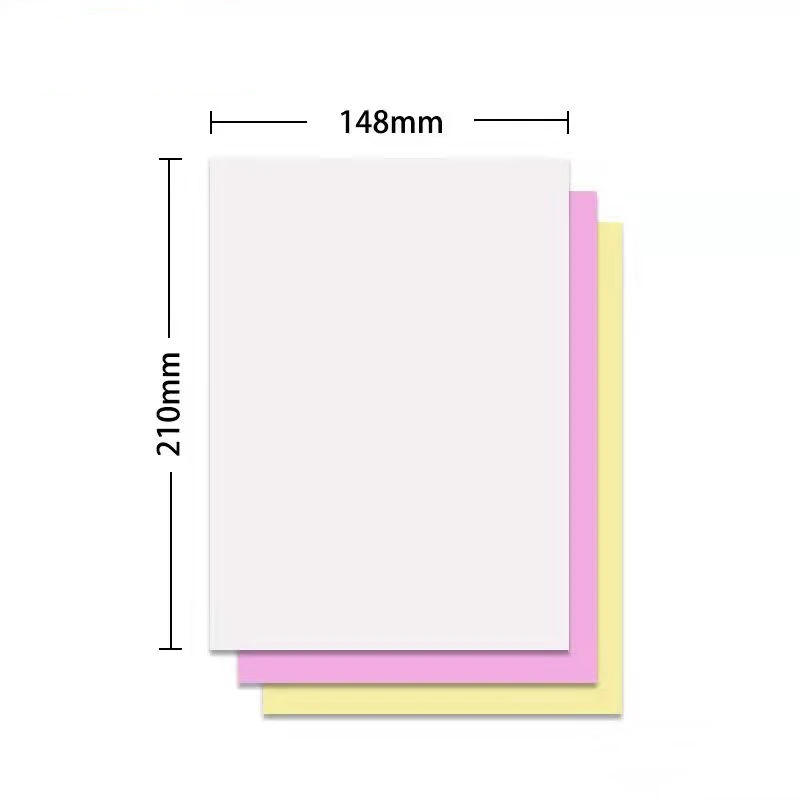 China Factory Carbonless Paper 3 Layer Blank Printing Paper White Canary Pink A5 500 Sheets Business Invoice Book