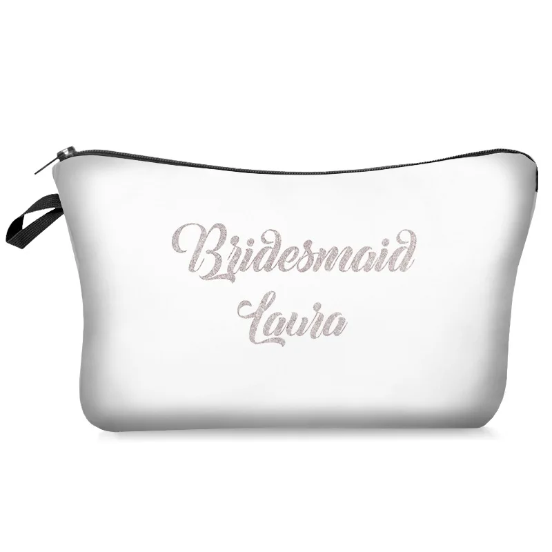 Digital printing polyester best friend bridesmaid gift bridal makeup cosmetic bag for wedding party decoration