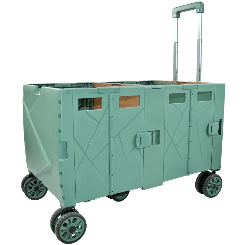 Uni-Silent 150kgs Heavy Duty Portable Collapsible Supermarket Shopping Truck Light  Plastic Folding Hand Trolley Cart LY140