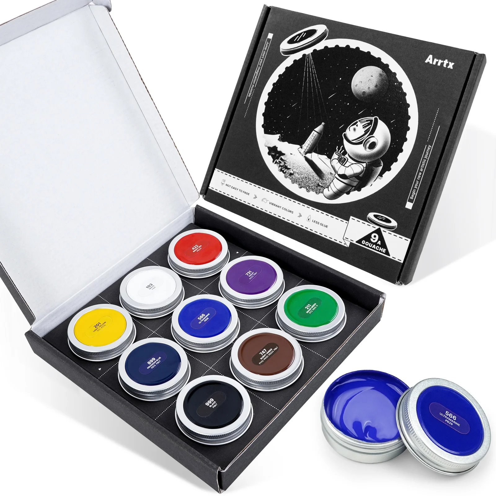 Arrtx Watercolor Paint Sets Gouache Pigment 30ml 9Colors Drawing Supplies for Students and Beginners