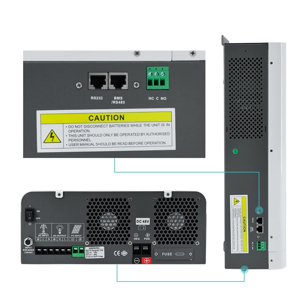 Mppt all in one off grid pure sine wave 3kw 4kw 5kw dc 12v 24v 48v  to ac 220v 3000w power hybrid solar panel inverter