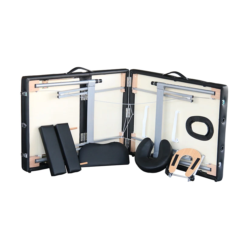 Acrofine High quality PVC leather wooden adjustable lightweight portable massage table