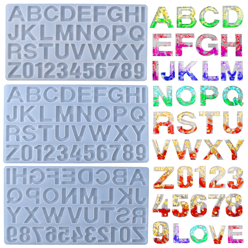 DIY reverse Resin Epoxy Making Keychain letter mould silicone backwards alphabet mold for Personalized Keychain Jewelry Pendant