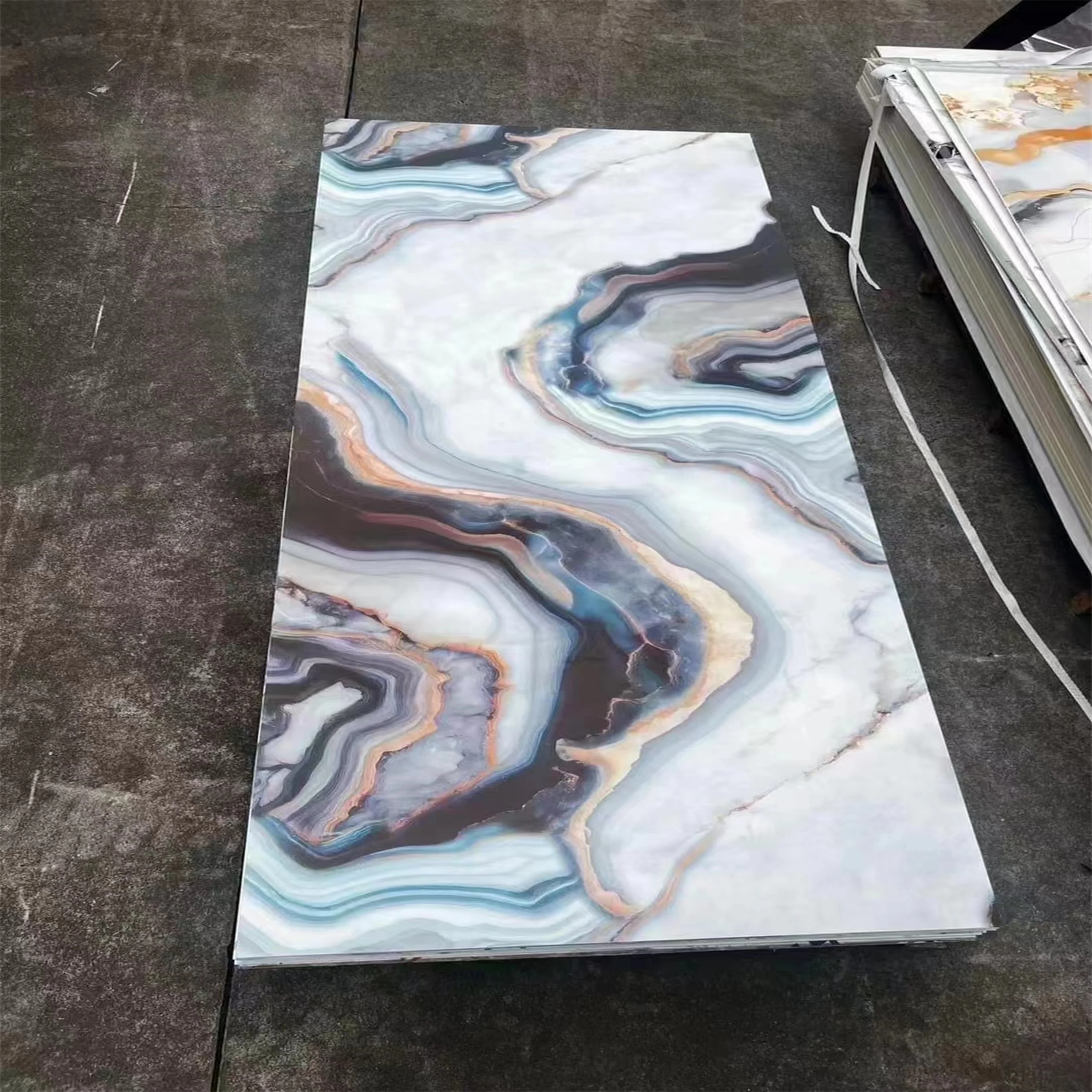 Водонепроницаемый глянцевый ПВХ 1220x2440 высокая гибкость 3d печать УФ мраморный лист для внутреннего декора