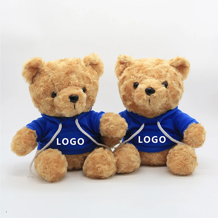 SongshanToys Customised OEM Plush Soft Toy Small Mini Brown Teddy Bear custom logo colorful hoodie t shirt Stuffed Animal Gift