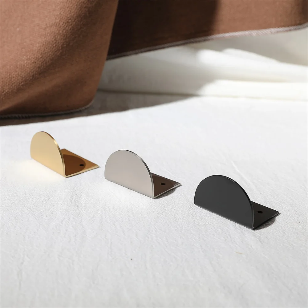 Invisible Edge Half Round Cabinet Handle Pull Exquisite Solid Brass Kitchen Hardware Classic Furniture Handle for Cabinet