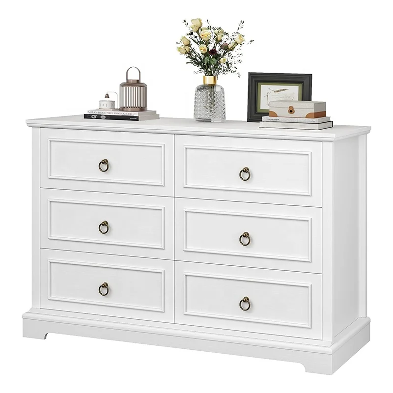 Accent Farmhouse chest cabinet living room bedroom furniture wood 6 drawer dressers
