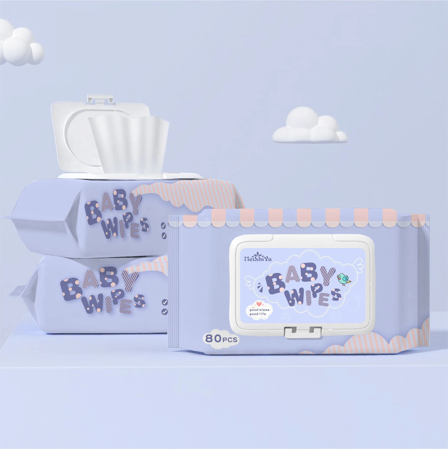 RTS Wholesale Price Baby Cleaning Wipes 80ct Hand And Face Water Wet Wipes Cleaning Wipes For Baby