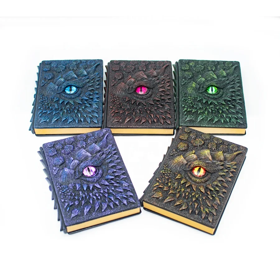 Hardcover luxury retro 3D stereoscopic Diary Notebook home decor Office decor deluxe resin embossment dragon eye fake magic book
