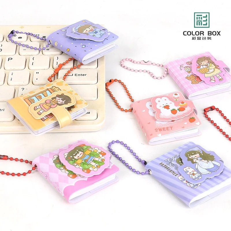 Student portable book Carry pocket key chain Share this word color page cute girl mini ledger draft bookkeeping book