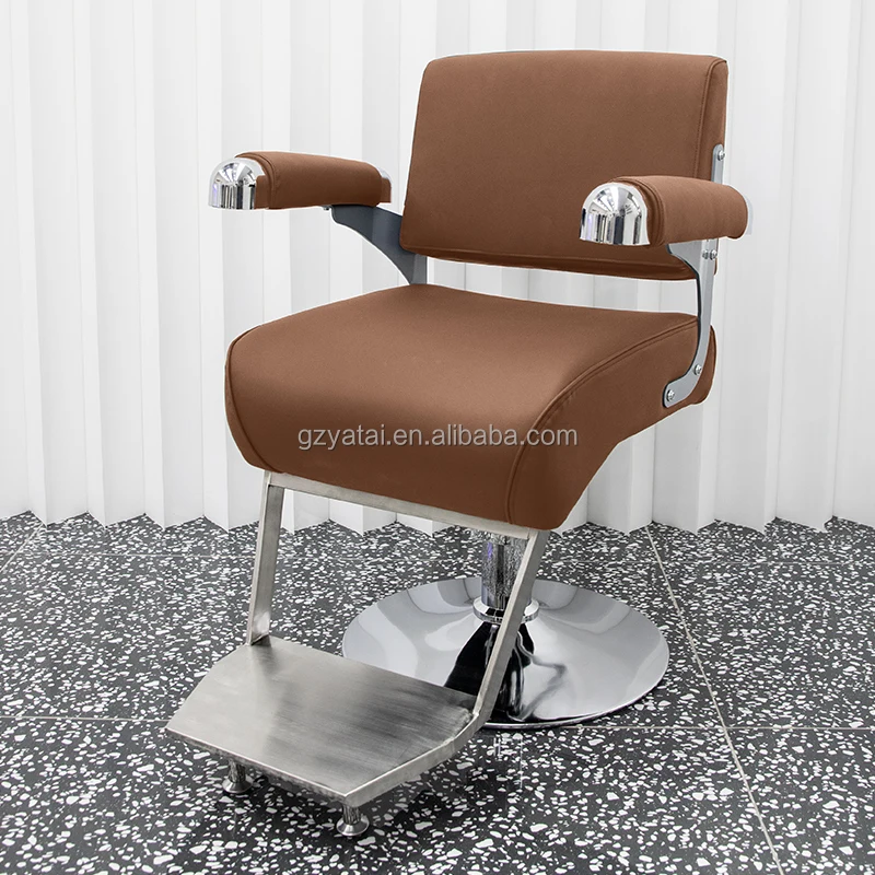 YATAI Stainless Steel Black Metal Barber Chair Synthetic Leather Rotating Lifting Armchair Salon Furniture Living Room