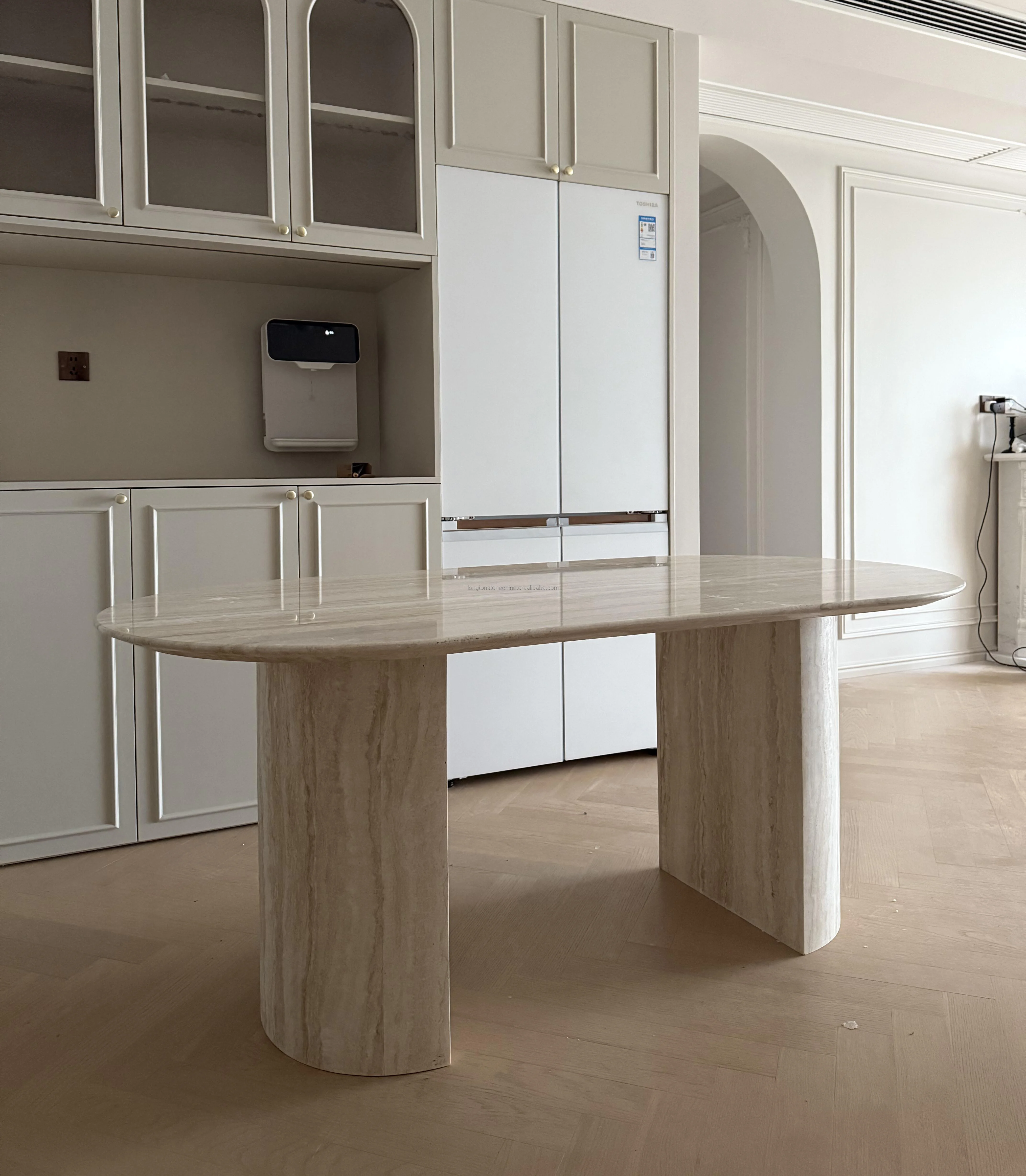 Natural Roma Travertine Dining Table Modern Home Decoration Marble Dining Room Furniture Oval Travertino Dining Table Design