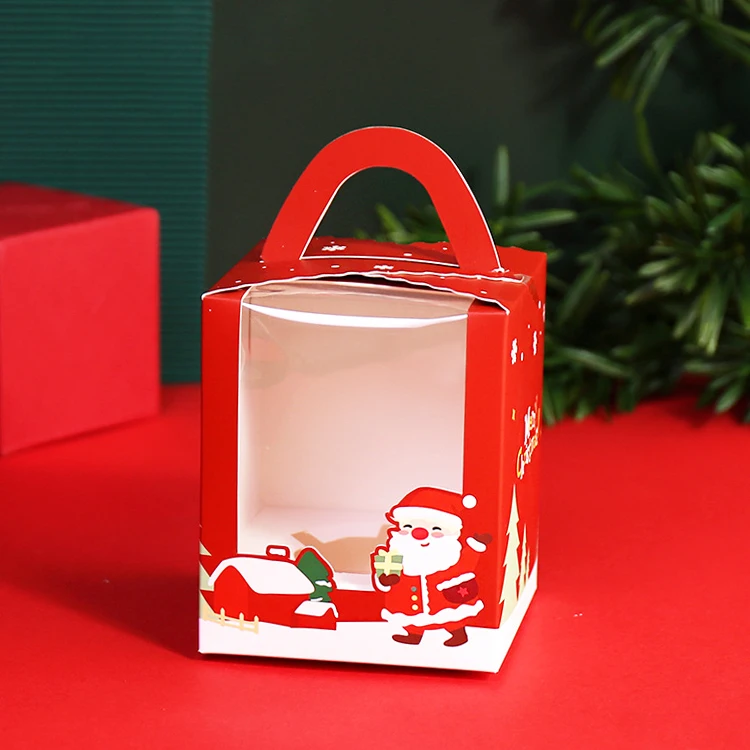 Wholesale Custom Kraft Cardboard CupCake Packaging Take Away Christmas Cake Box With Window