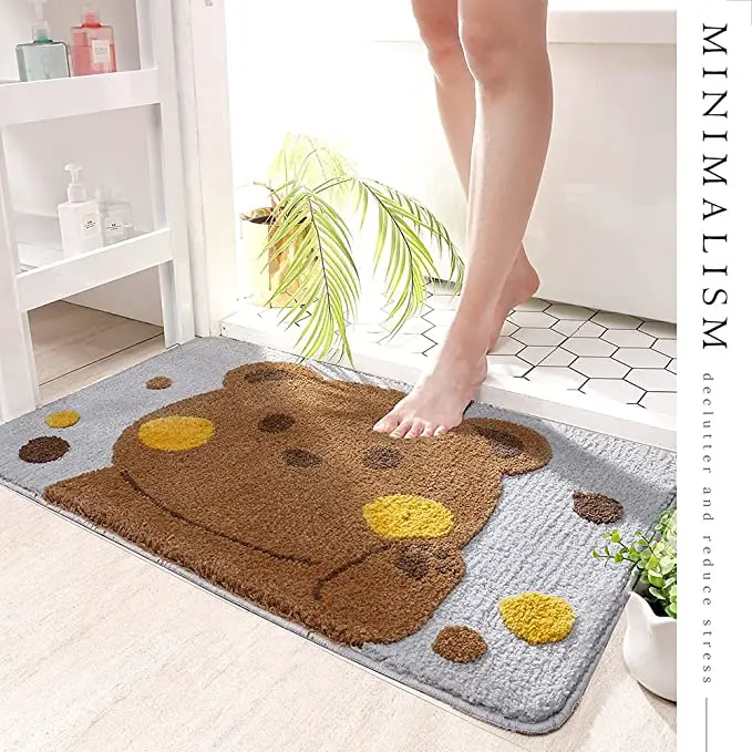 Plush superfine fiber absorbent thick plush floor mat
