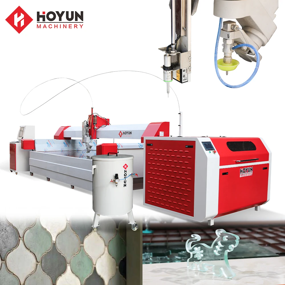 Hoyun 5 Axis high pressure waterjet for marble tile waterjet Cutting stone cnc router machine