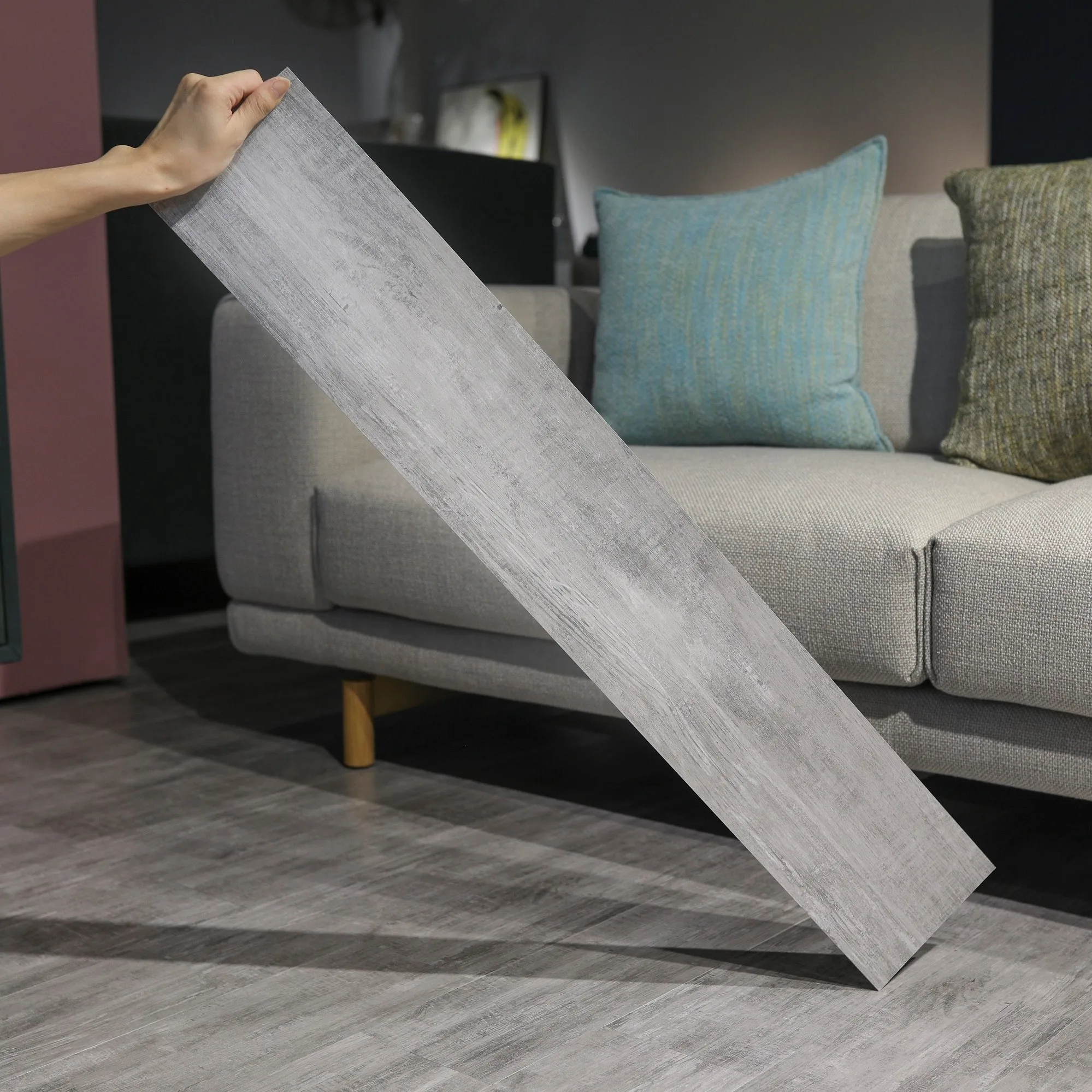 New Design PVC Floor Sticker Self Adhesive Tiles Wood Grain Lvt Luxury Vinyl Tile Water Based Glue PVC Sheet Plastic Flooring