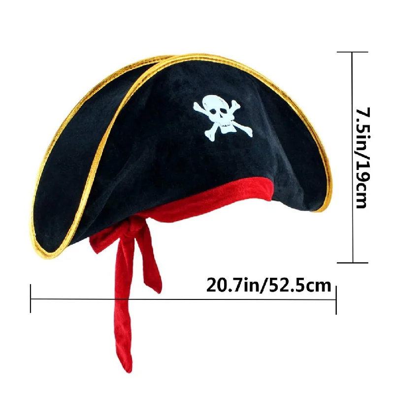 Wholesale Captain Party Accessories Funny  Pirate Hat Set for Children Kids Caribbean Fancy Dress Gorro Pirata with Eye Patch