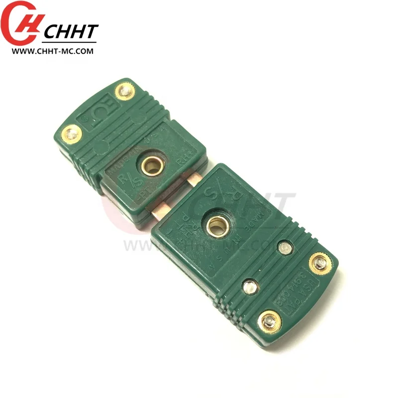 R/S type Excellent Capability Green Thermocouple Mini Connector Flat Pin Panel Thermocouple Connector