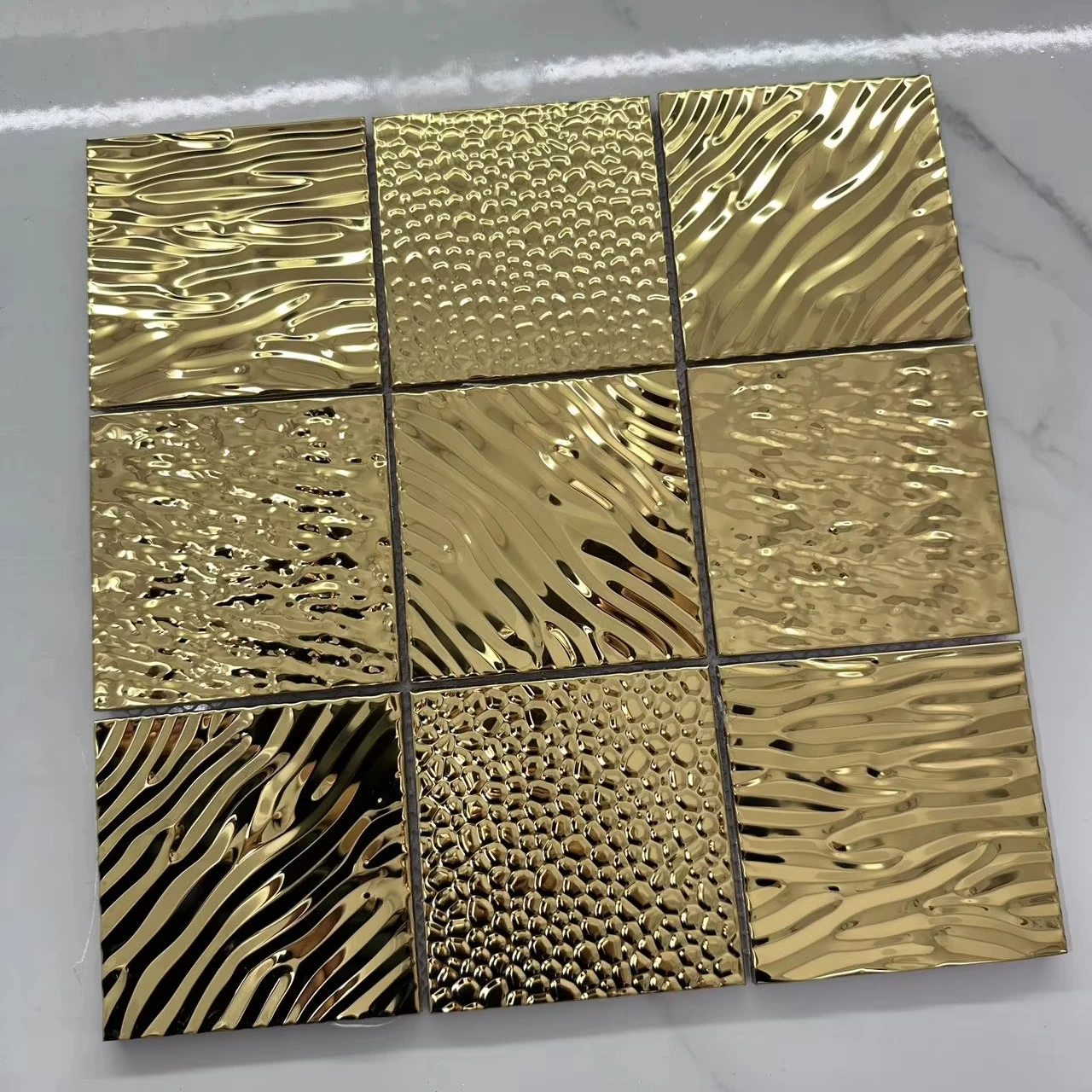 Foshan JBN Metal Stainless Steel Mosaic Gold/Rose Gold/Gray Colors For Wall Use Mesh/Self Adhesive Mounted Water-Proof Durable