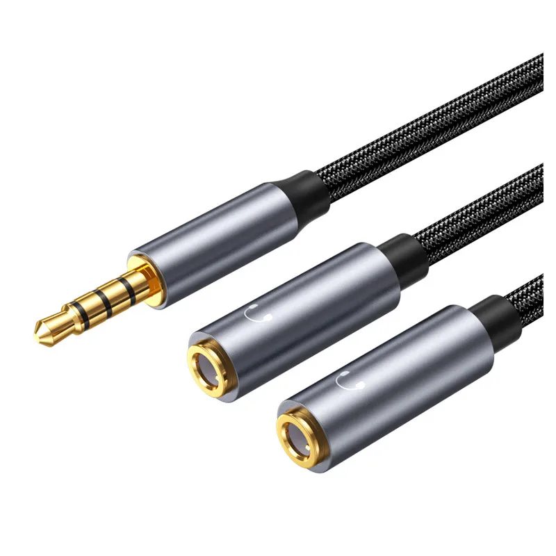 Hot selling 3.5mm couple line earphone splitter 4 sections 1:2 mobile phone computer 1-2 audio cable speaker cable wholesale OEM