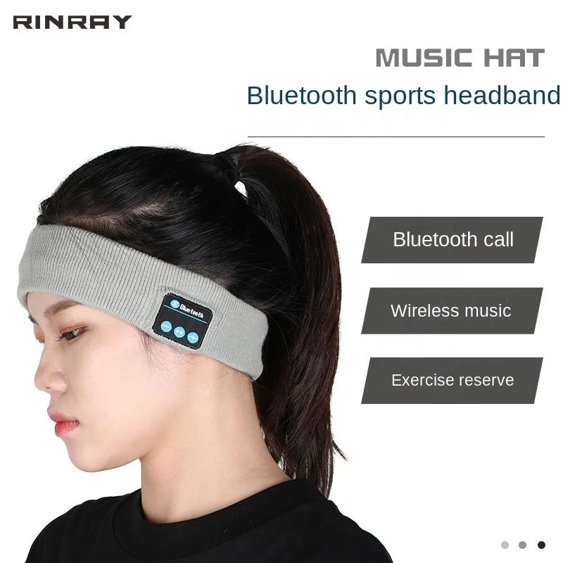 Knitted Fabric Wireless BT 5.0 Bluetooth Sport HD Stereo Running Sleep Yoga Headphones Headband Headsets Earphones