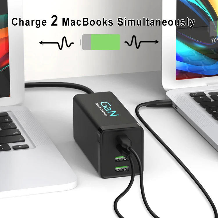 Новый Ган технология 100 Вт Быстрая зарядка PD Dual USB Автомобильное зарядное устройство Multi-порт 65W быстрой зарядки адаптер