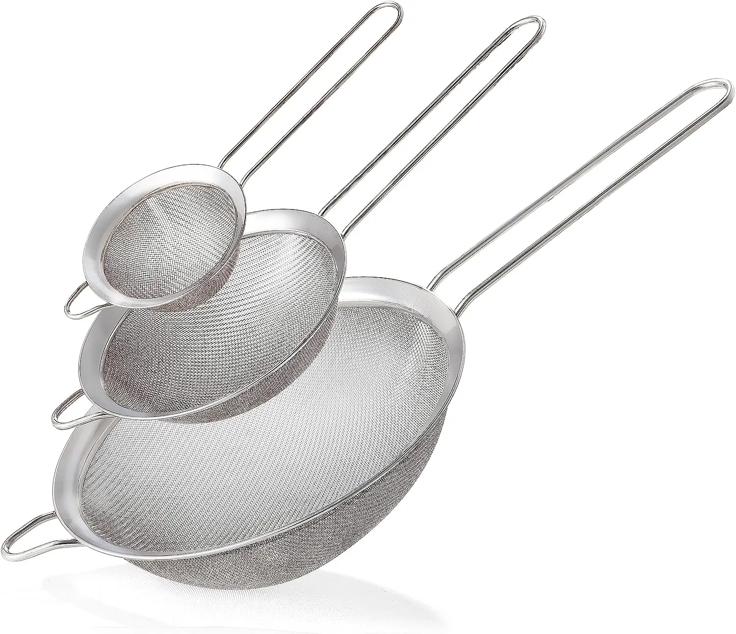 3PCS Fine Mesh Strainers Set Cook Colanders and Sifters with metal Handle flour strainer for tea drainer