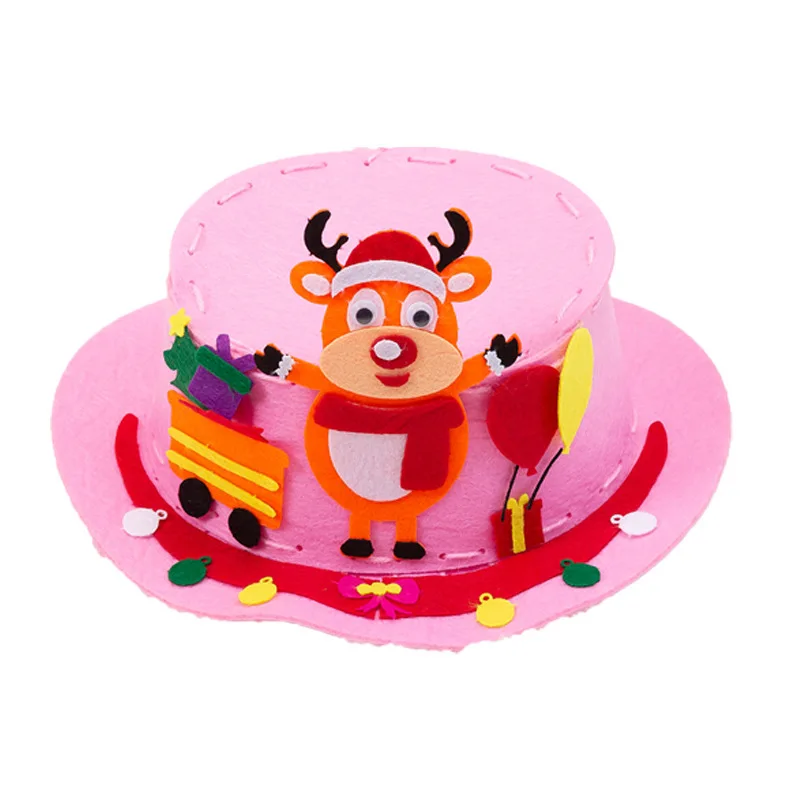 Syh1020 Kids Cute Cartoon DIY Handmade Magic Hat Top Hat Santa Hat Christmas Party Decoration Performance Props