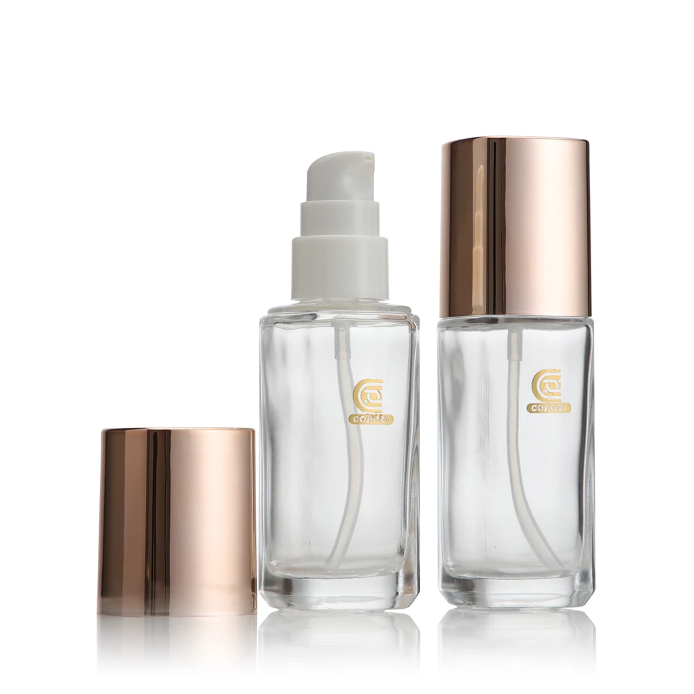 Black frosted square foundation glass bottle, lotion cream bottle for cosmetic packaging skin care