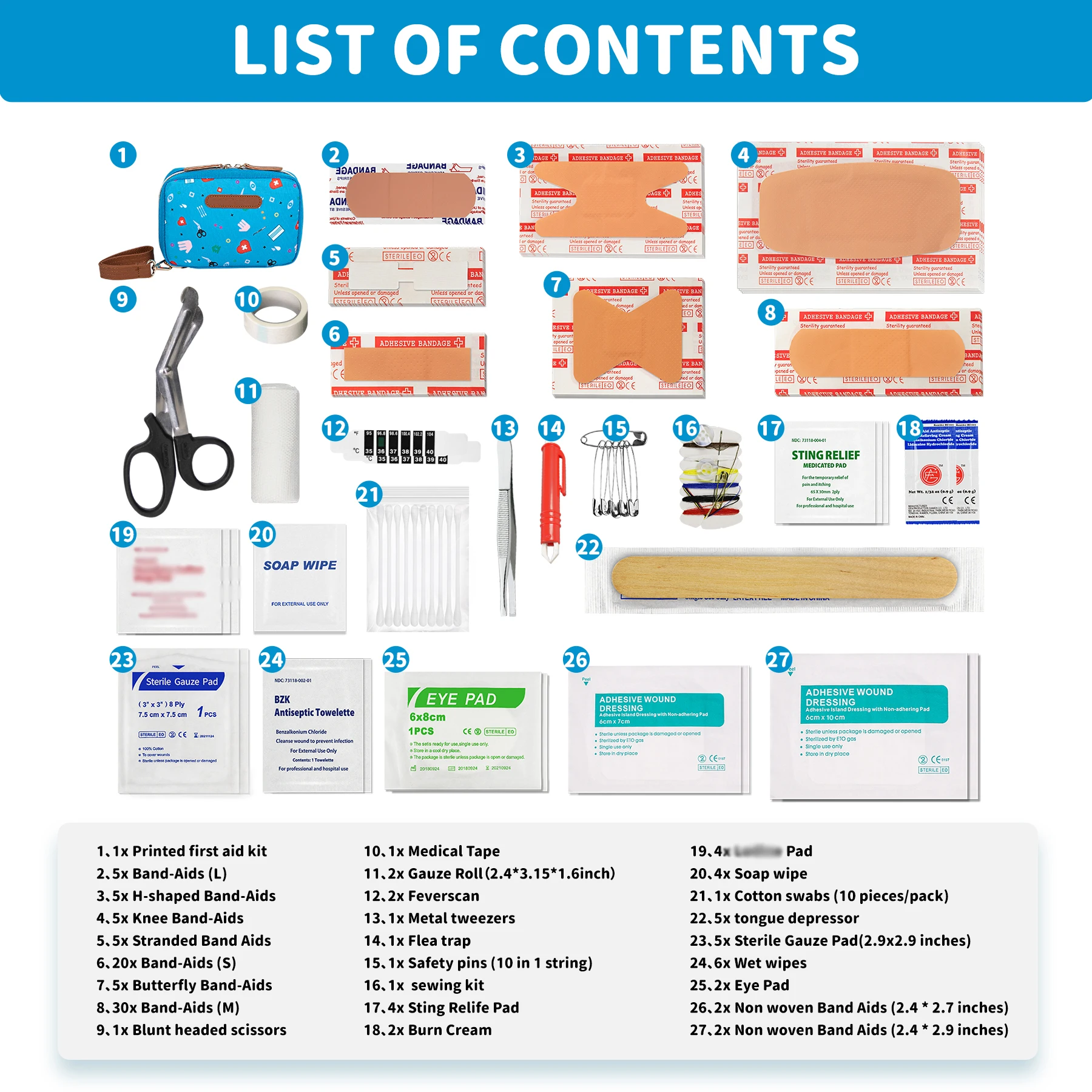 Customized Logo OEM Baby Kids Ready To Use First Aid Kit Full Stocked Set Medical Kits With First Aid Equipment