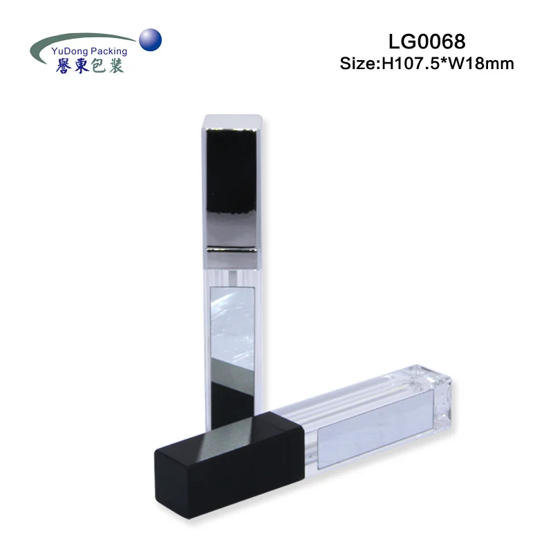 7ml free sample portable retangular empty lipgloss bottle LED lip gloss tube with mirror