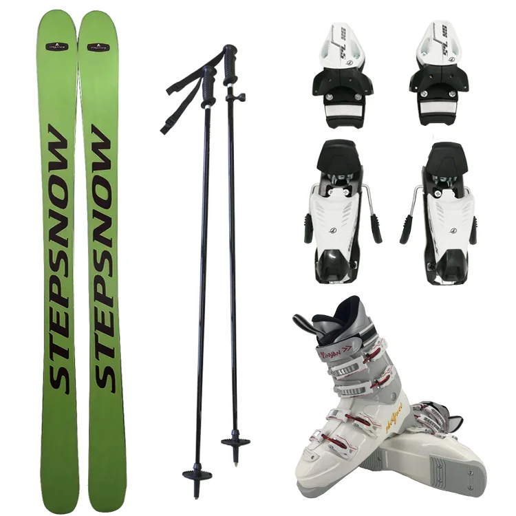 Winter sports mountain skis  set snow binding and snow boots shoes alpine ski adult ski