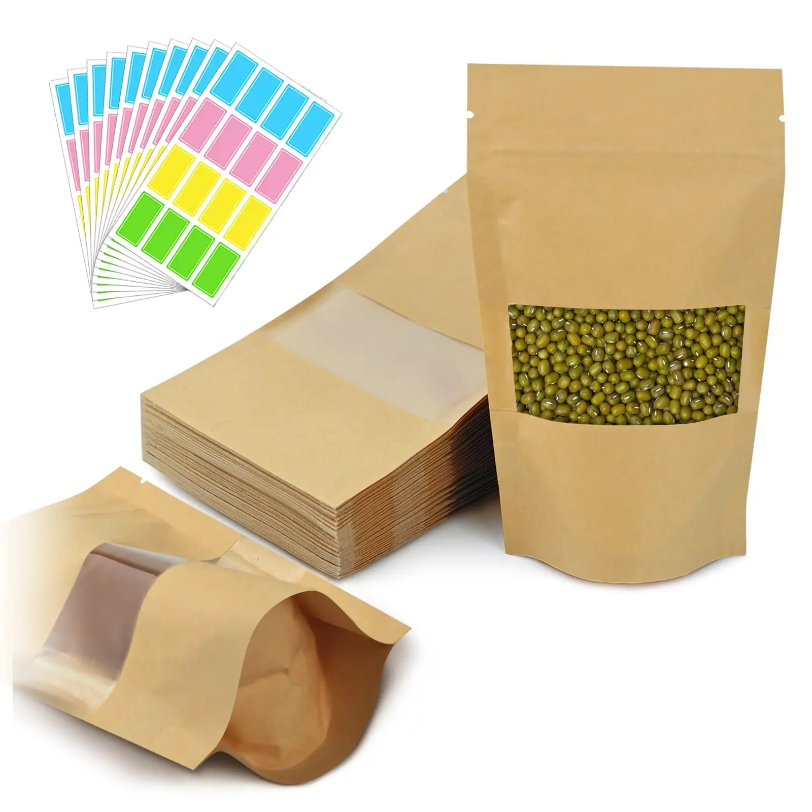 Eco Friendly Custom Recycle Biodegradable Kraft Paper Coffee Packaging Stand Up Compostable Pouch Bag