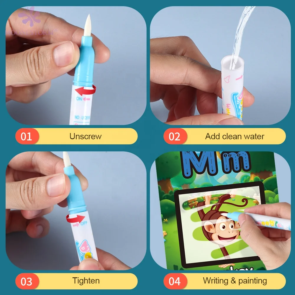 Preschool Children Drawing Toys Alphabet Learning Toy Portable Magic Water Book Drawing Cards Educational Coloring Kit for Kids