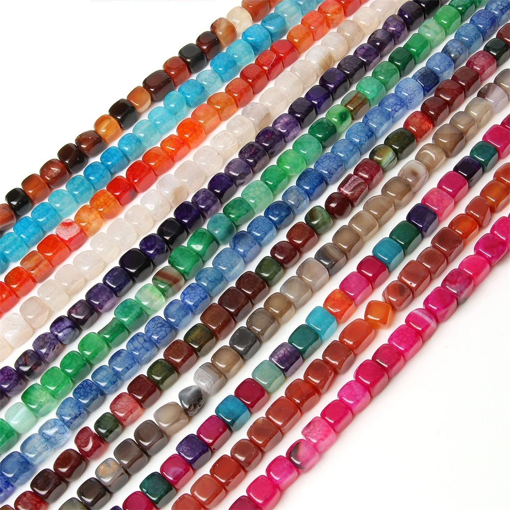 8*8mm Natural Stone Agate Square Cube Loose Beads Crystal Healing Gemstone Beads For Jewelry Making Material Accessories 45g