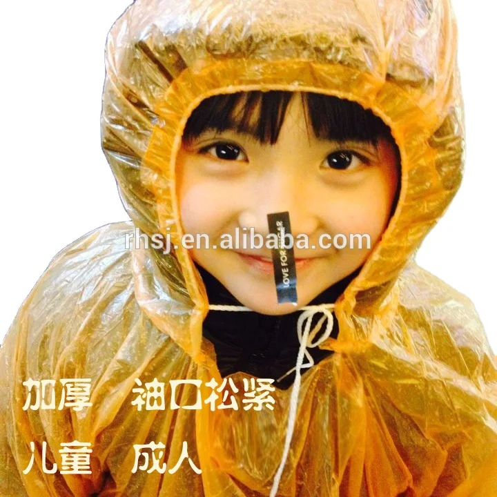 
Disposable kids phthalates free LDPE waterproof children raincoat 