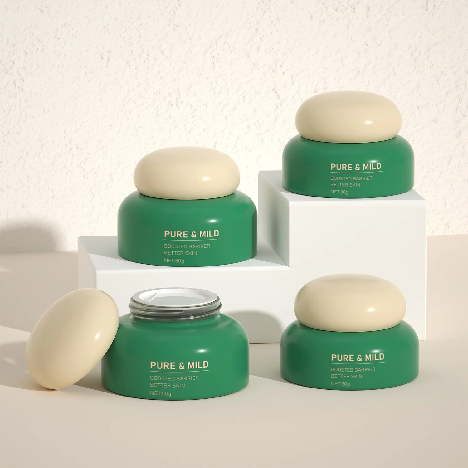 30g 50g 30ml 50ml 1oz 2oz Empty Round Shape Matte Cosmetic Container Wide Mouth Skincare Glass Jar For Cream