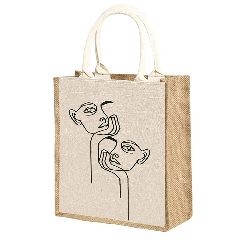 Custom Factory Hot Sale Good Quality Burlap Jute Tote Bag Custom Logo Eco Shopping Bag Canvas Inner Pocket