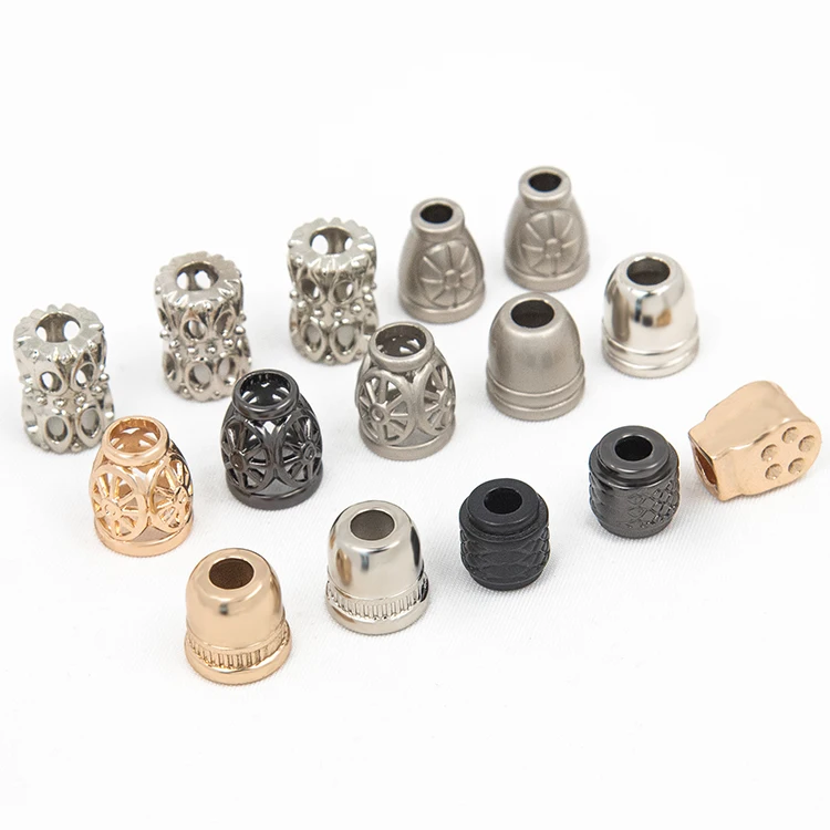 Garment gold black swimwear bikini rope end stop cap stopper drawstring metal string cord end for cord