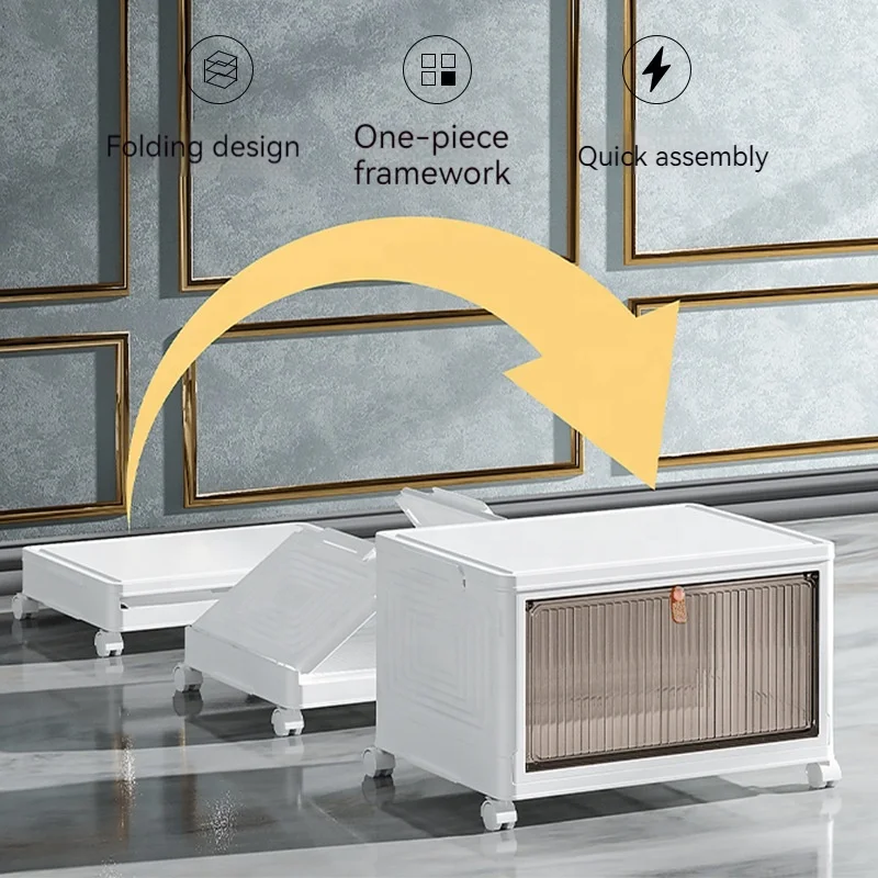 Muti-layer shoe organizer storage organiser for home Dustproof sneakers high wheels boxes Transparent folding shoe storage box