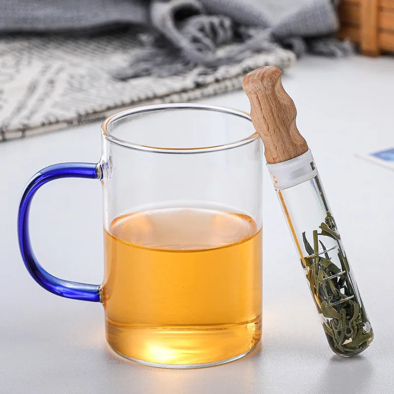 New Design Glass Test Tube Tea Strainer Accessories Tea Infuser With Bamboo Lid