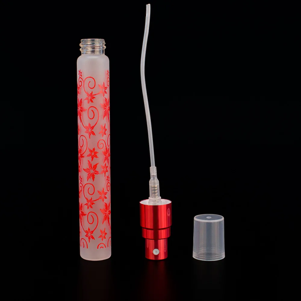 Manufacture Direct Wholesale 10ml Pocket Portable Flower Frosted Empty Spray Perfume Bottle Yiwu Glass PUMP Sprayer Screw Cap