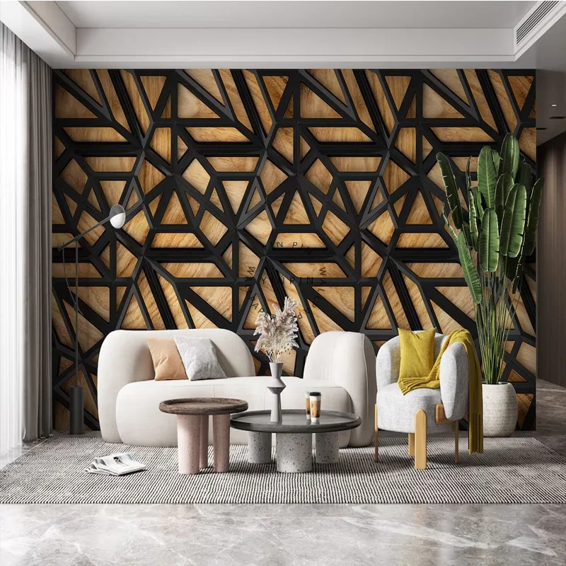 Office wall decoration wallpaper grid background self-adhesive 3D mural