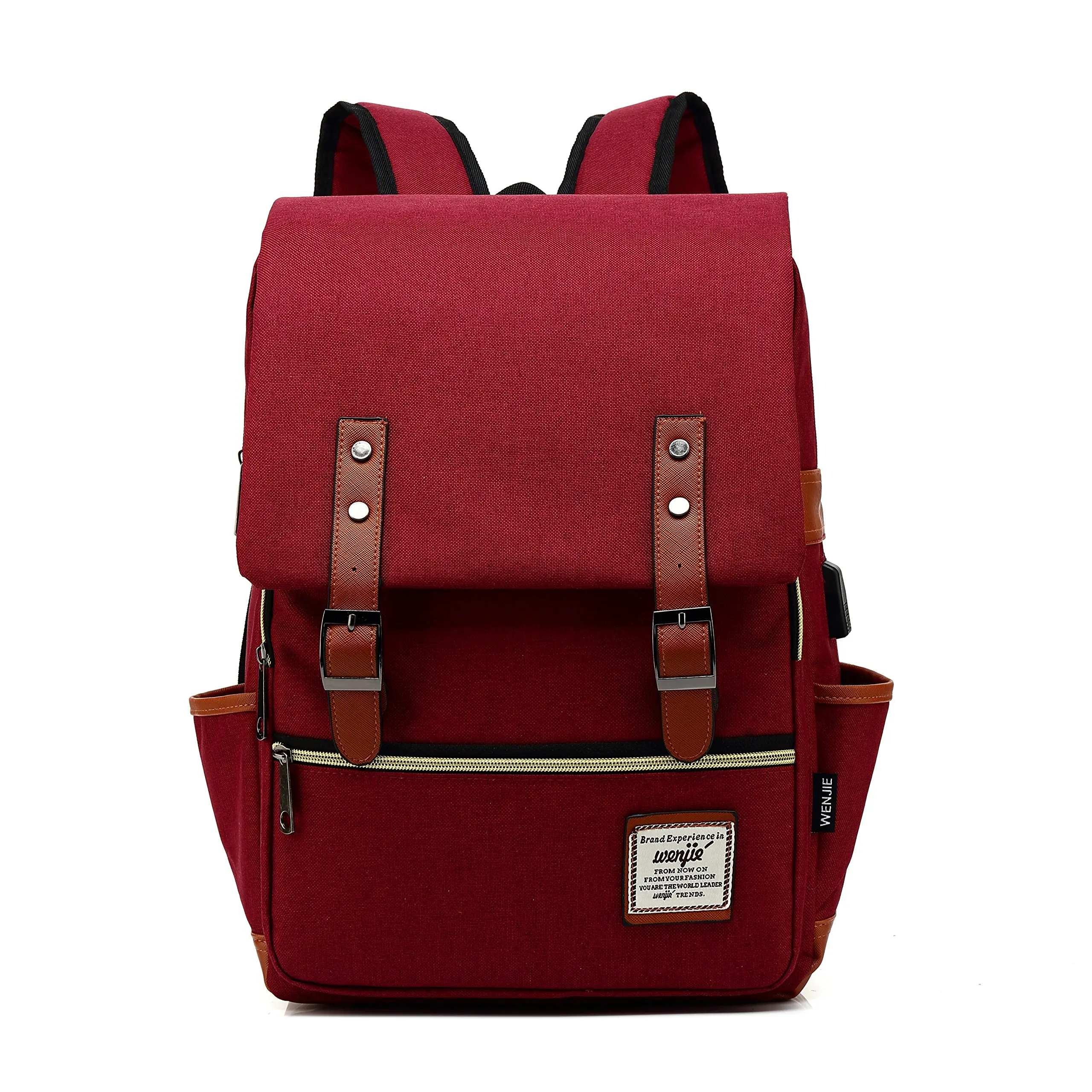 Custom Travel Vintage Canvas Backpack USB Port Laptop Backpack Outdoor School College Backpack