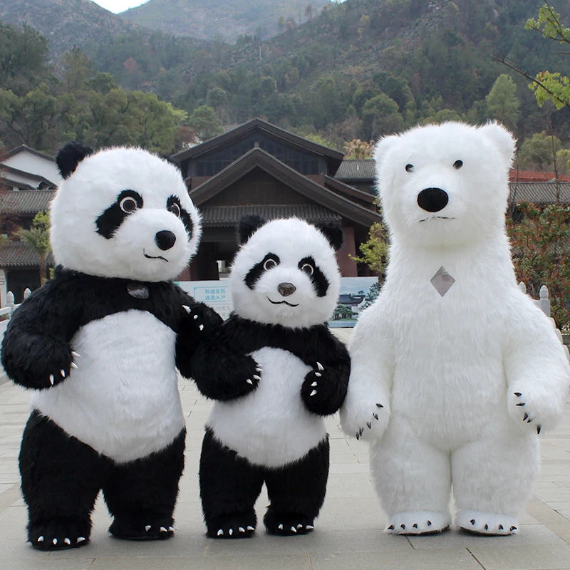 Hot sale inflatable walking mascot costume Funny Long plush Panda and Polar Bear cosplay costume