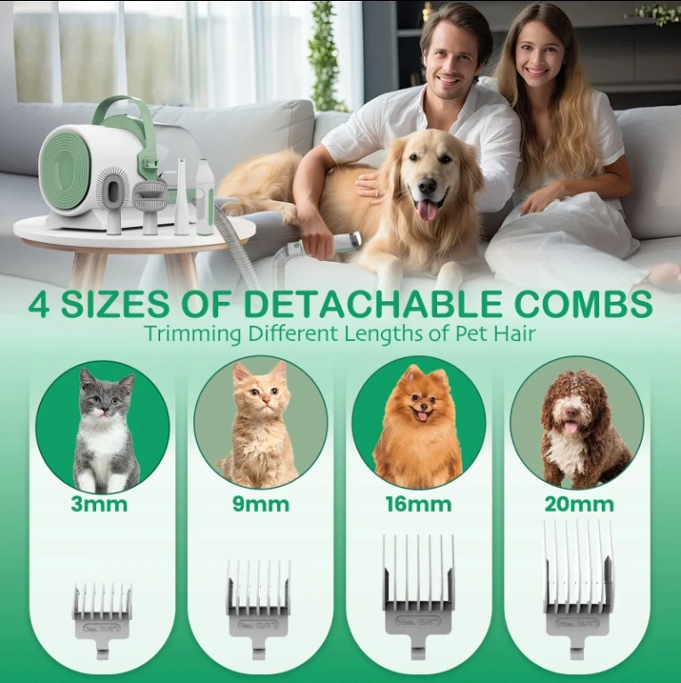 7 in 1 Pet Grooming Vacuum Dog Clippers Nail Trimmer Grinder Dog Brush for Shedding with 7 Pet Grooming Tools Cat Grooming Kit
