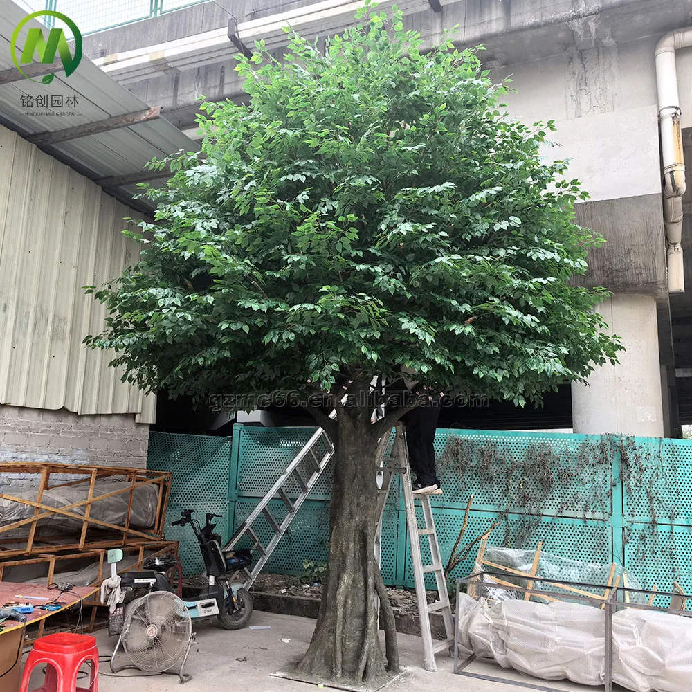 Large fake ficus tree outdoor anti UV artificial trees fiberglass  poles artificial banyan trees for indoor decoration