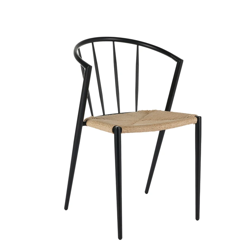 rope dining chair indoor outdoor chair rope furniture leisure contemporary black rope woven dinner cane french bistro chair