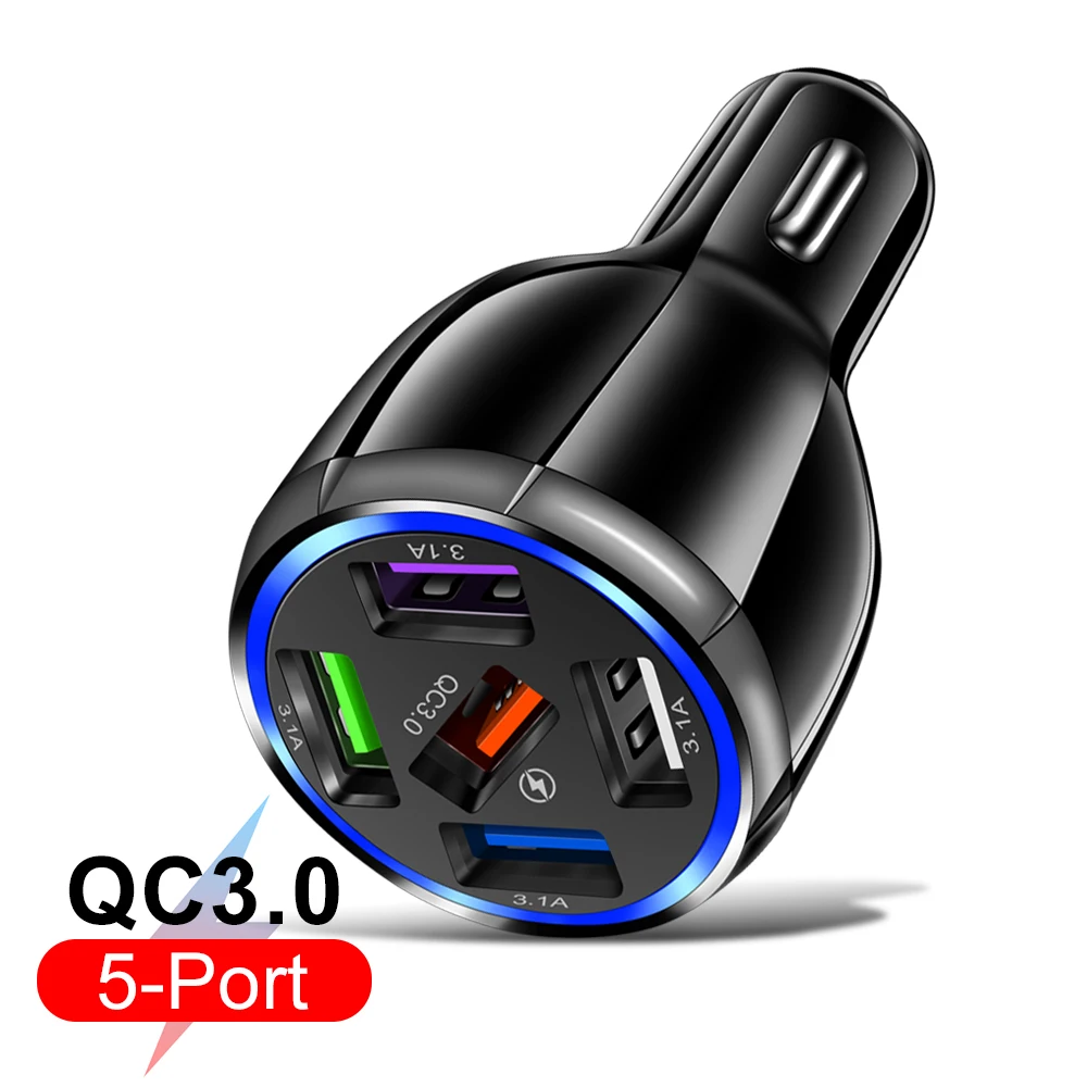 Бесплатная доставка 1 образец ок новые продукты QC3.0 Быстрая зарядка 5 USB-портов автомобильное зарядное устройство портативное дорожное зарядное устройство для телефона