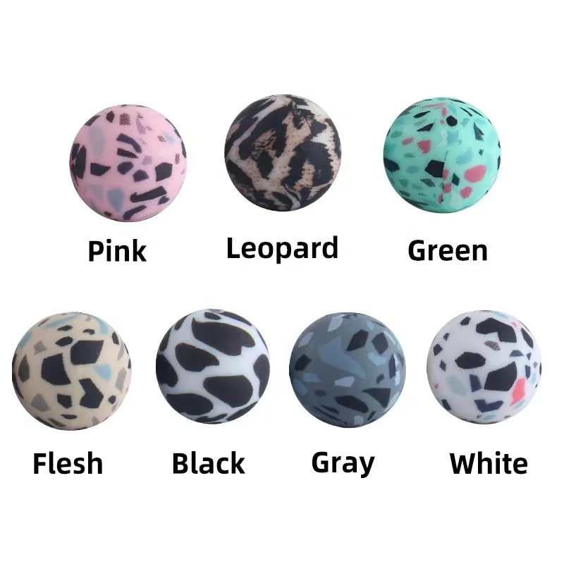 Baby teething Round Food Grade Silicone beads DIY Pens Accessories Custom Silicone Loose Beads